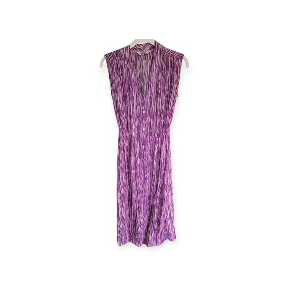 Tucker Silk Zebra Sleeveless Belted Dress Size M - Picture 2 of 9